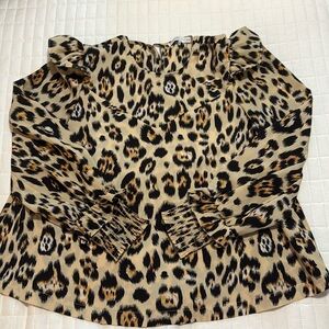 English Factory Leopard Ruffle Top